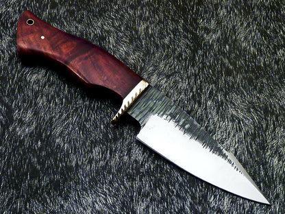 HS-377 '' Custom Hand Forged Railroad Spike Carbon Steel 10" Skinning Knife Wood