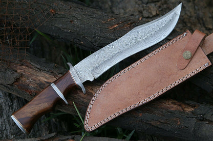HS-304 CUSTOM 14'' DAMASCUS KNIFE, Handmade, Damascus Steel Bowie knife, with sheath ..