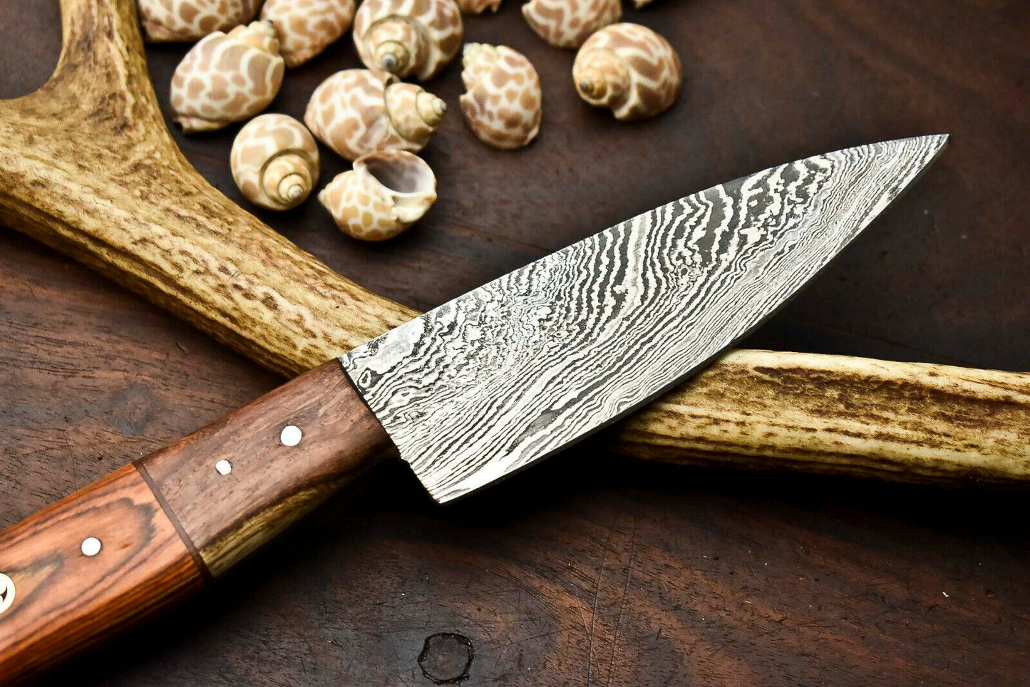 HS-279 Hand Made Damascus Steel Blade Chef Kitchen Full Tang Knife | Hard Wood