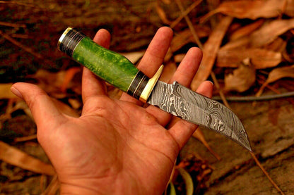HS-388 '' CUSTOM HANDMADE FORGED DAMASCUS Steel Hunting Knife W/Resin & Brass Guard Handle