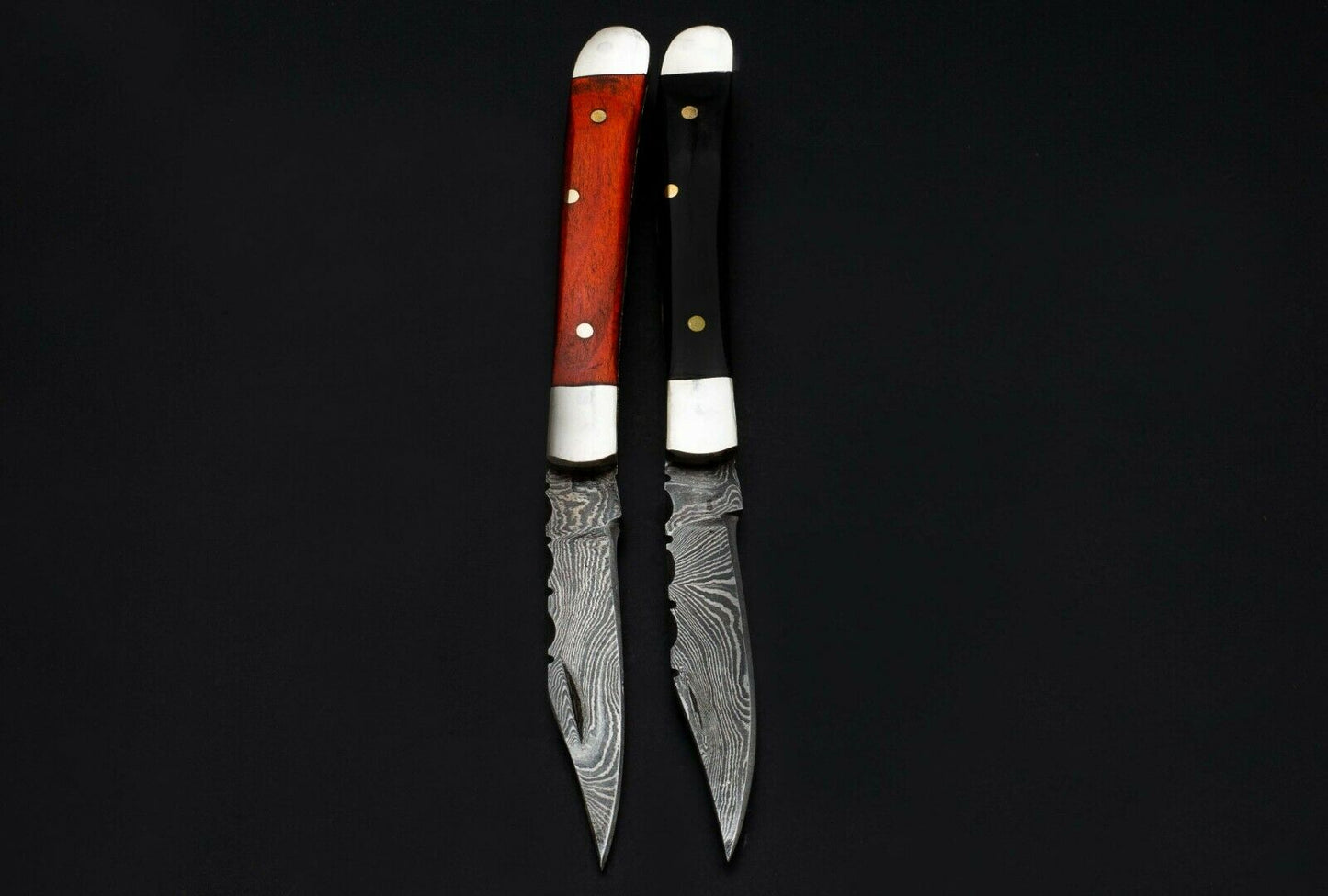 Damascus Folding Mini Trapper Pocket Knife – Pair of 2 | HS-1115