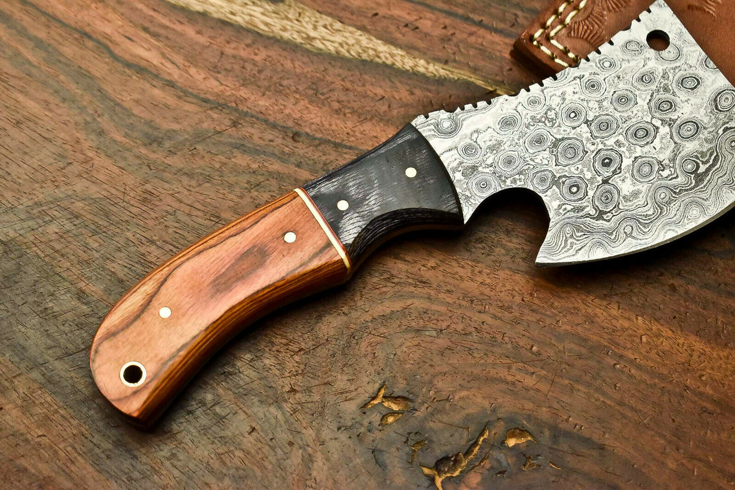 HS-1051 Handmade Damascus Mini Axe  Blade Camping Full Tang Axe Beautiful Handle