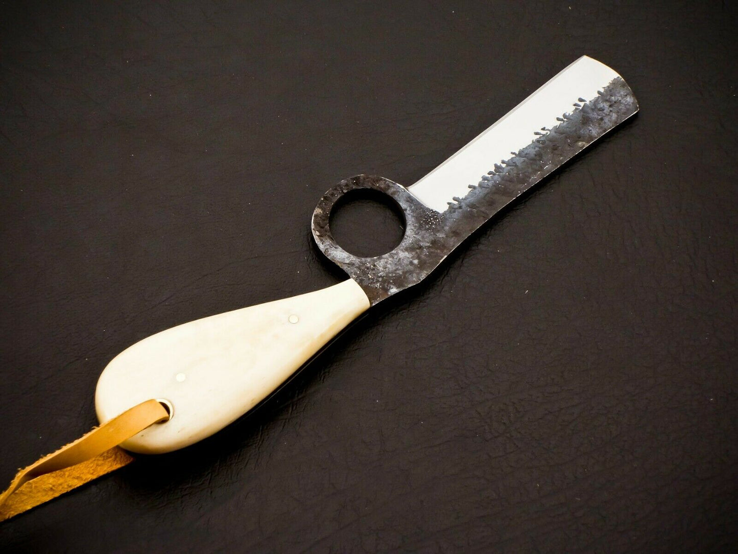 HS-959 Carbon Steel Cowboy Bull Cutter Knife – 6.5 Inch, Blade-Forward, Full Tang