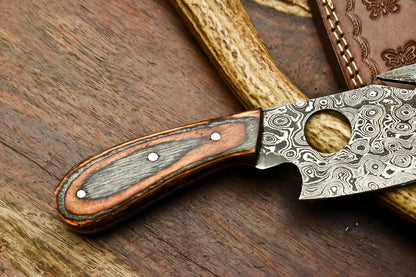 HS-637 Custom Handmade Damascus Hunting Skinning Blade Hunter Camping Full Tang Knife