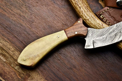 HS-406 | Custom Handmade Awesome Camel Bone Handle Damascus Steel Hunting Knife - Great Price