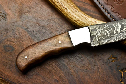 HS-623 Handmade Damascus Skinning Blade Camping Full Tang Knife