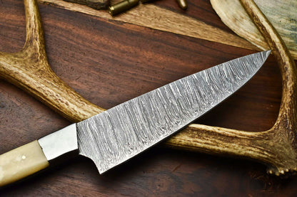 HS-267 Hand Made Damascus Steel Blade Chef Kitchen Full Tang Knife | Camel Bone best gift for mom