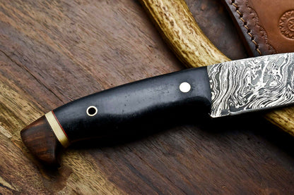 HS-647 Custom Handmade Damascus Hunting Skinning Blade Hunter Camping Full Tang Knife