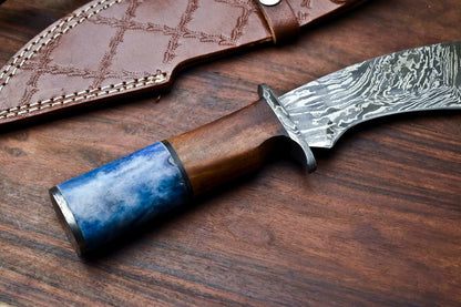 HS-866 Custom Handmade Damascus Steel Hunitng/Kukri Knife - Wood & Bone Handle