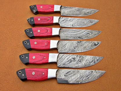 HS-196 Custom Handmade Damascus Steak Knives With Hard Wood Handle