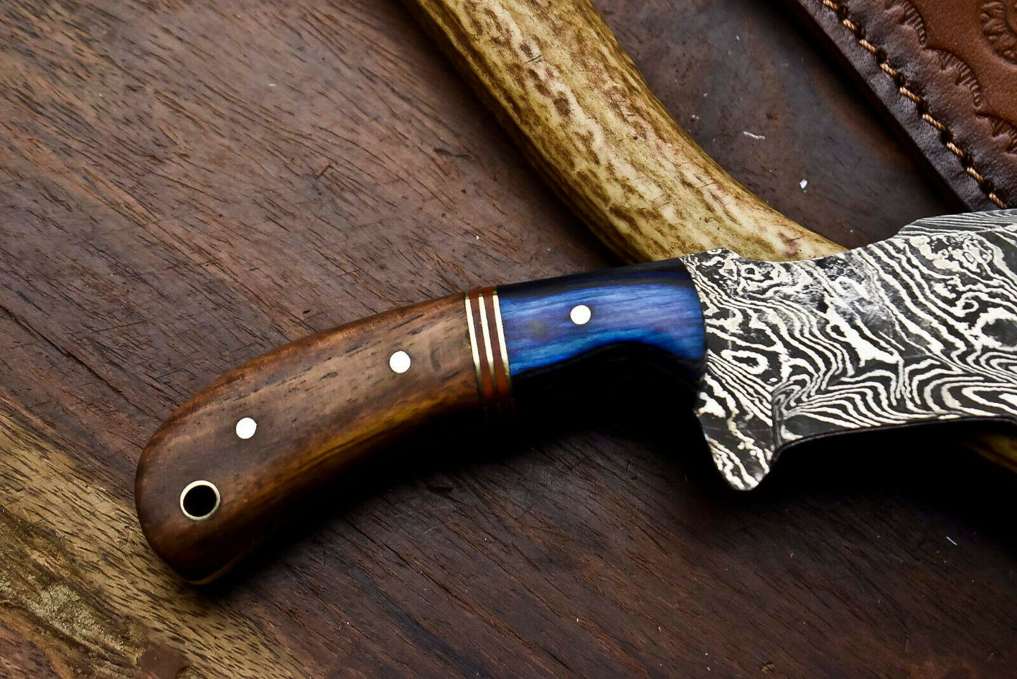 HS-925 Custom Handmade Damascus Steel Tracker-Hunting Knife With Wood Handle