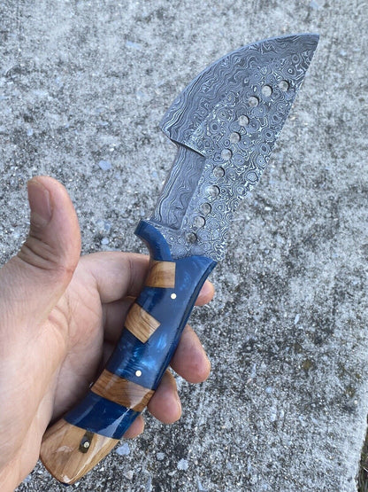 HS-928 Custom Handmade Damascus Tracker/Hunitng Knife With Wood Handle Handle