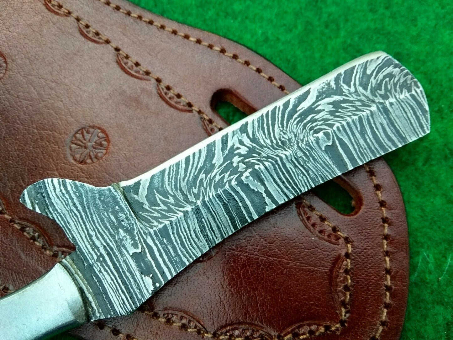 HS-993 COWBOY KNIFE CUSTOM HANDMADE EDC DAMASCUS HUNTING OUTDOOR PANCAKE SHEATH FREE