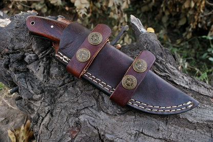 HS-560  8" Custom Hand Forged Damascus Steel Drop Point Blade Hunting Knife