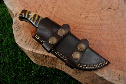 HS-364 '' 8.5" Handmade Damascus Steel Ram Horn Handle Hunting Skinner Knife