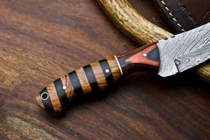 HS-564 Handmade Damascus Hunting Skinning Blade Hunter Camping Full Tang Knife