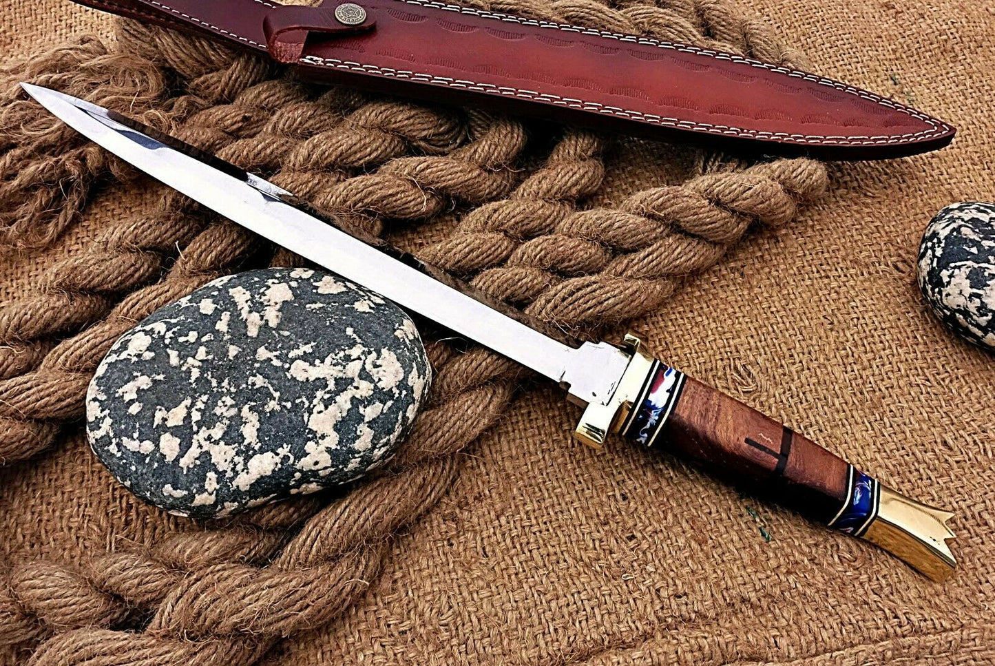 HS-1101 | Custom Handmade Steel D2 Fighter Hunting Combat Mini Sword knife With Resin Handle