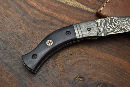 HS-1134 Custom Handmade Damascus Steel Blade Liner-Lock Pocket Folding Knife| HARD WOOD