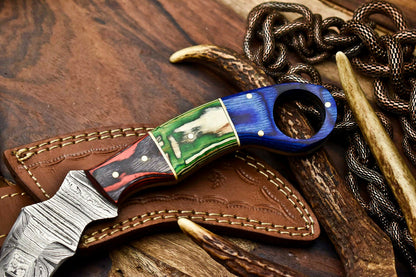HS-910 Custom Handmade Damascus Steel Karambit Knife - Beautiful Hard Wood Handle