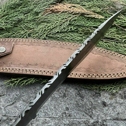 HS-863 14' BLADE Custom Hand Forged Damascus Steel Hunting Bowie knife W/Sheath