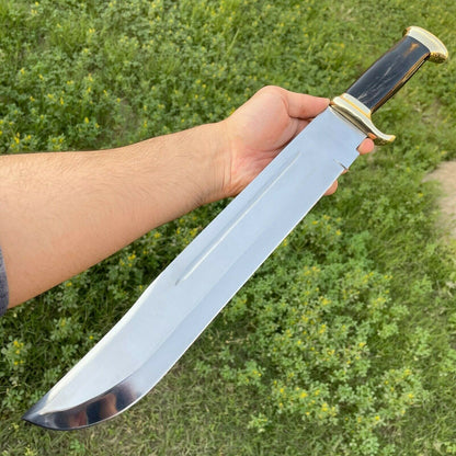 HS-382 '' 20'' Custom Hand Forged D2 Steel Crocodile Dundee Bowie Knife W/Sheath