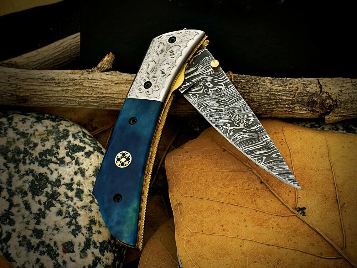 Damascus Steel Pocket Folding Knife – Liner Lock | HS-1114