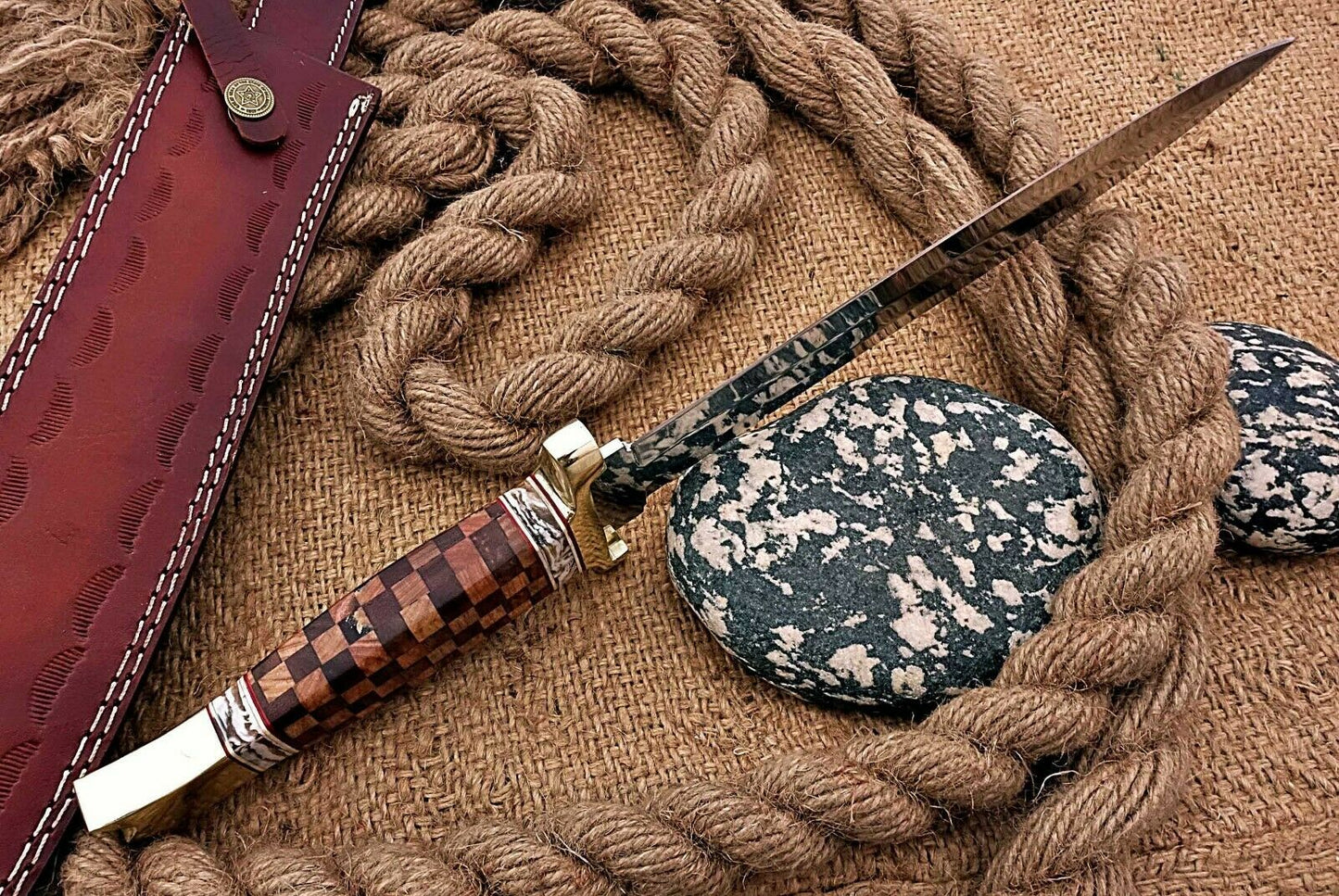 HS-1103 | Custom Handmade Steel D2 Fighter Hunting Combat Mini Sword knife With Wood Handle
