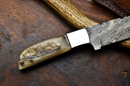 HS-617 Handmade Damascus Skinning Blade Camping Full Tang Knife