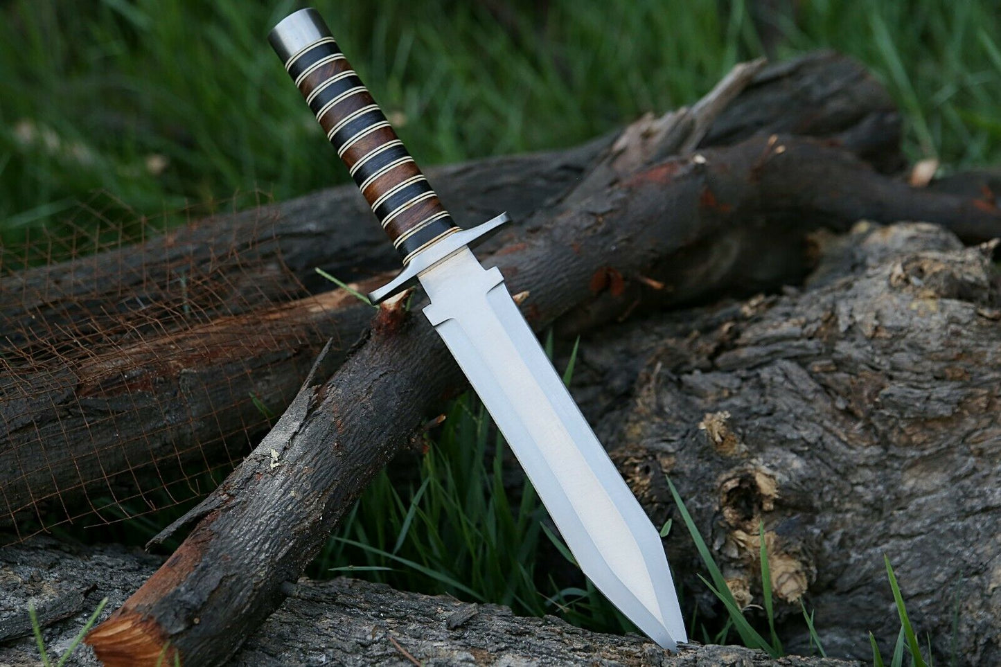 HS-855 '' D2 Steel Blade Dagger, Hunting Dagger, Survival Knife, with leather sheath..