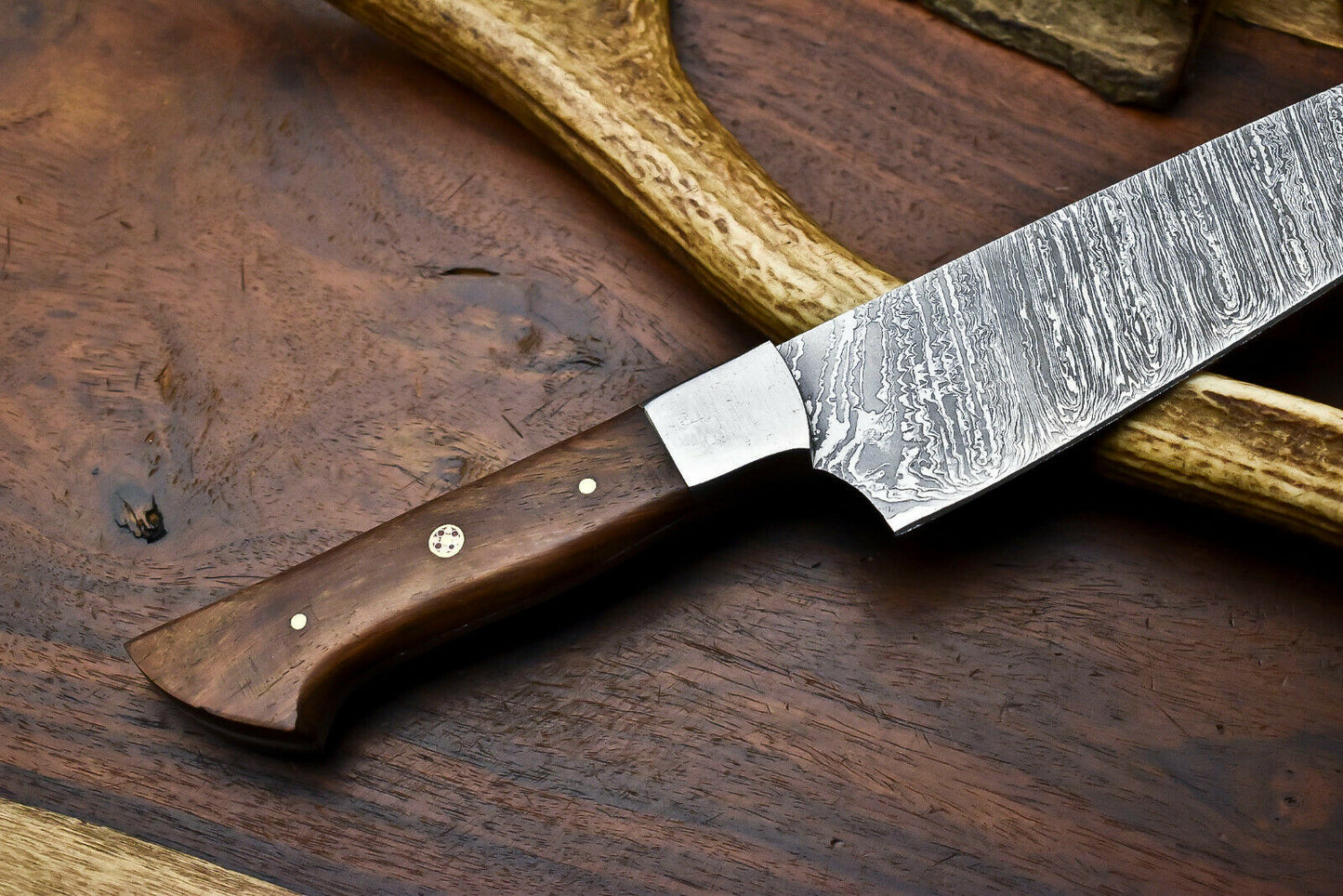 HS-261 Hand Made Damascus Steel Blade Chef Kitchen Full Tang Knife | WALNUT WOOD