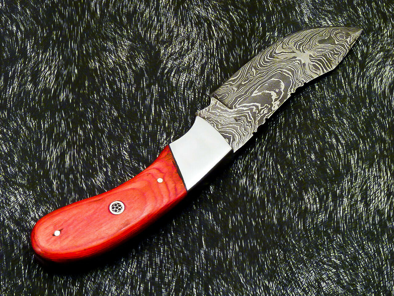 HS-582 Custom Hand Forged Damascus Steel 8" Hunting Knife - Pakka Wood