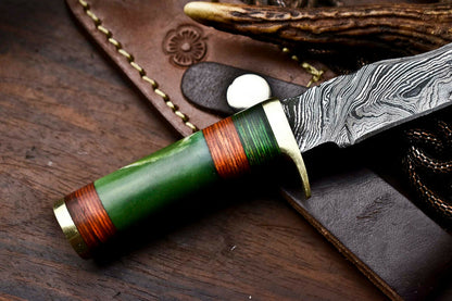 HS-407 | Custom Handmade Awesome Camel Bone Handle Damascus Steel Hunting Knife - Great Price