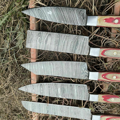 HS-129 '' Hand Forged Damascus Steel Hunting Chef Kitchen Knife Set W/ Sheath