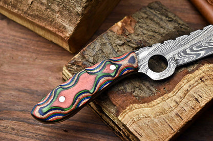 HS-999 | Custom Handmade Damascus Steel Bull Cutter Knife - Beautiful Hard Wood Handle