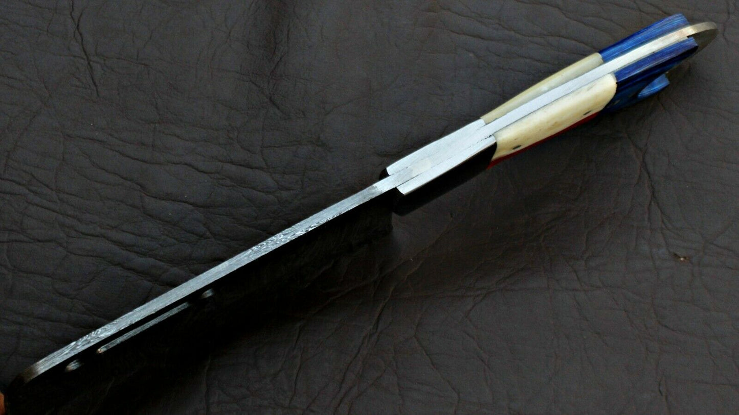 HS-573 CUSTOM HANDMADE DAMASCUS STEEL HUNTING CAMP CLEAVER KNIFE