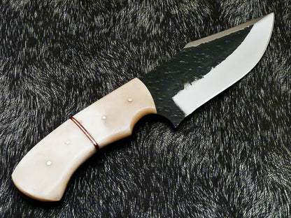 HS-579  Custom Hand Forged Railroad Spike Carbon Steel 8.5" Skinning Knife BONE