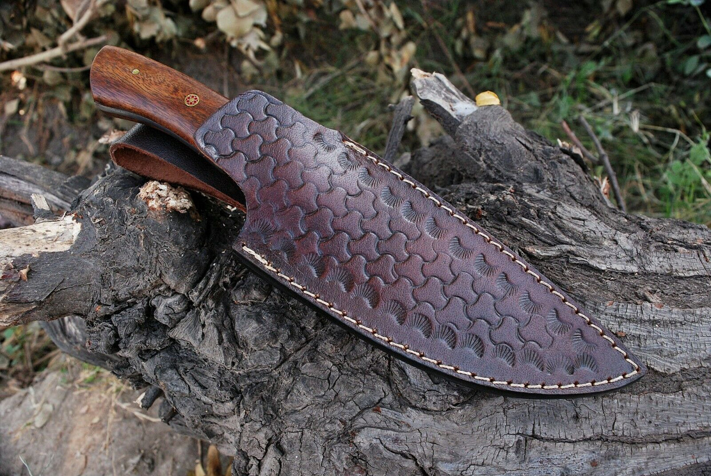 HS-370 '' Handmade Damascus Steel Hunting Skinner Camping Knife Rosewood Handle