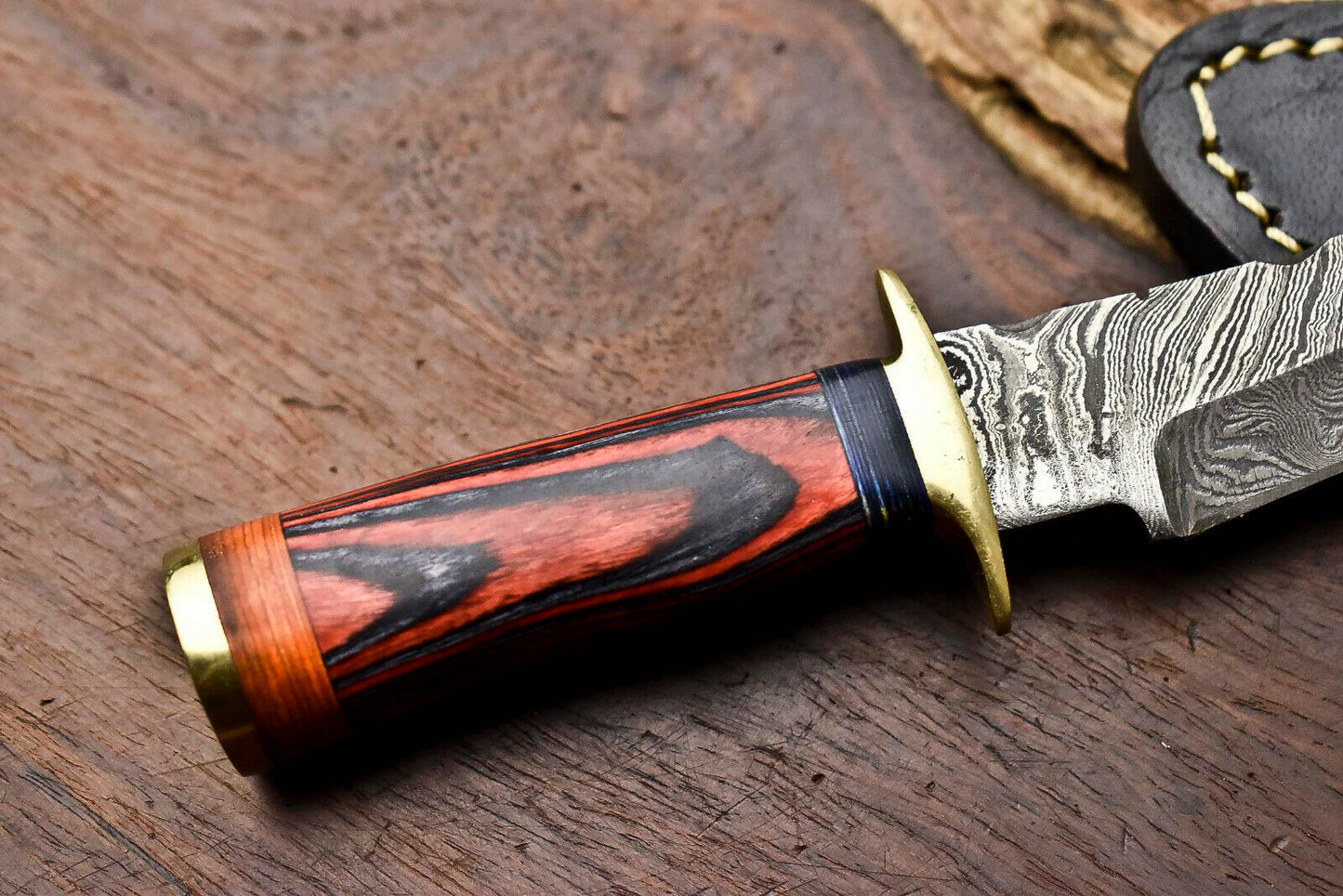 HS-398 | Custom Hand Made Damascus Steel Blade Hunting Miniature Knife | HARD WOOD