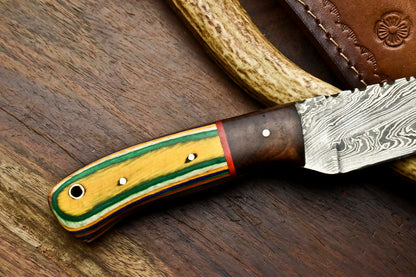 HS-645 Custom Handmade Damascus Hunting Skinning Blade Hunter Camping Full Tang Knife