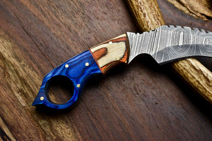 HS-908 Custom Handmade Damascus Steel Karambit Knife - Beautiful Micarta Wood Handle