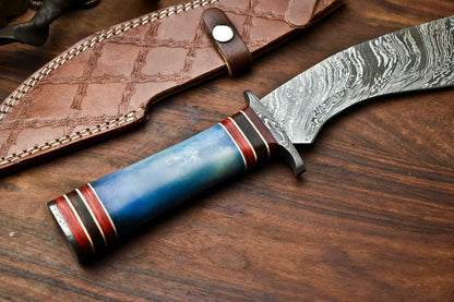 HS-864 Custom Handmade Damascus Steel Hunitng/Kukri Knife - Wood & Bone Handle