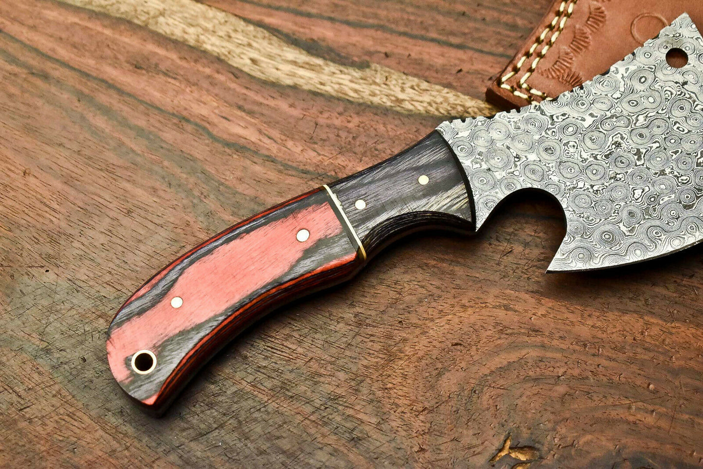 HS-1052 Handmade Damascus Mini Axe Blade Camping Full Tang Axe For Sale