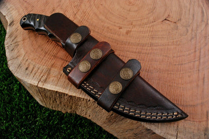 HS-361 ''9" Handmade Damascus Steel Ram Horn Handle Hunting Skinner Knife