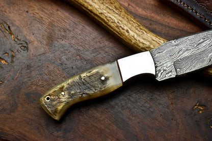 HS-631 Handmade Damascus Skinning Blade Camping Full Tang Knife