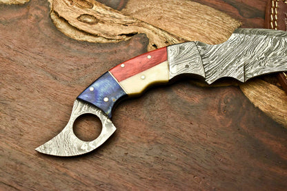 HS-903 Custom Handmade Damascus Hunting Blade Karambit Camping Full Tang Knife Gifts