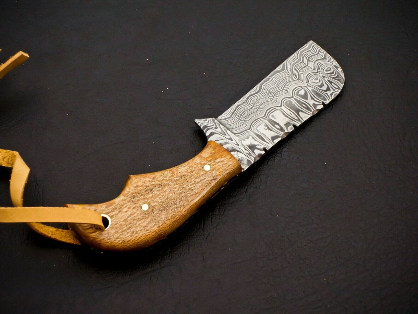 Hand Forged Damascus Steel Bull Cutter Knife 5" – Full Tang | HS-971