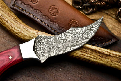 HS-693 Cutlery | Custom Handmade Damascus Steel Skinner Knife - Beautiful Hard Wood Handle
