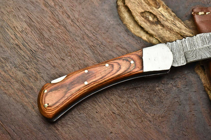 HS-1132  Hand Made Damascus Steel Blade Back Lock Folding Knife
