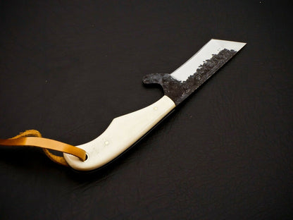 HS-957 Carbon Steel Cowboy Bull Cutter Knife – Handmade, Belt Carry, 6 Inch