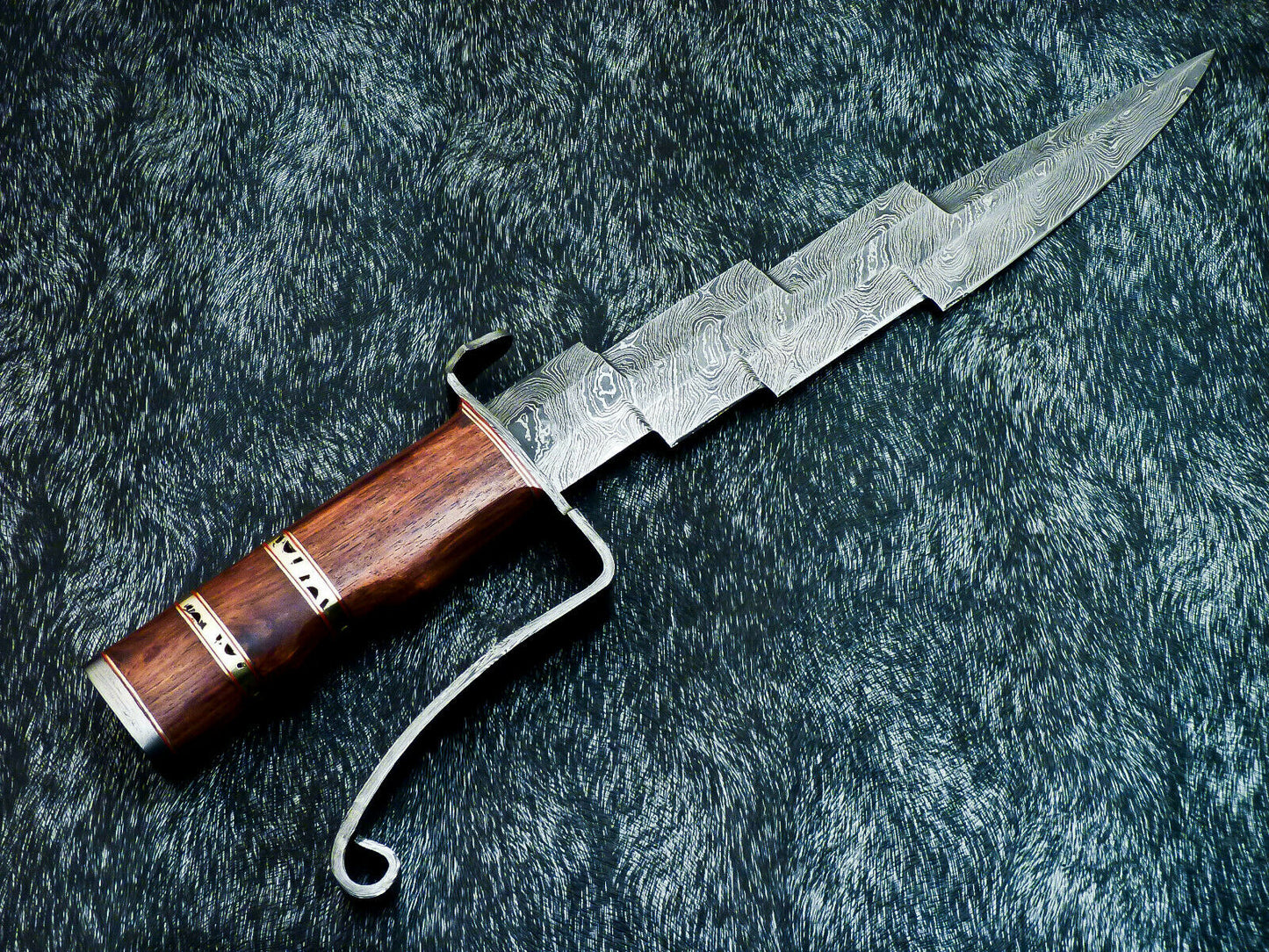 HS-381 '' Custom Hand Forged Damascus Steel 16" Hunting Knife - Natural Wood